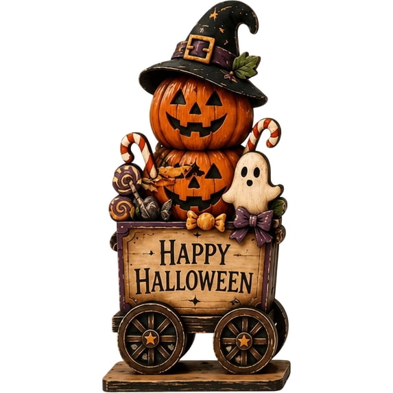 Haunted House Sign Halloween Spooky Gothic Tiered Tray Decor Wooden 5.91 In