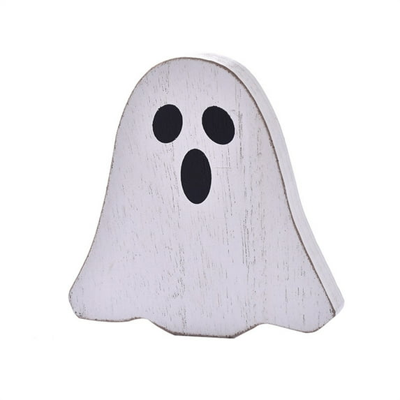 Halloween Wooden Decorations, Spooky Ghost Ornaments, Indoor Halloween Centerpiece Decor, Safe Pet Friendly Painted Wood Material