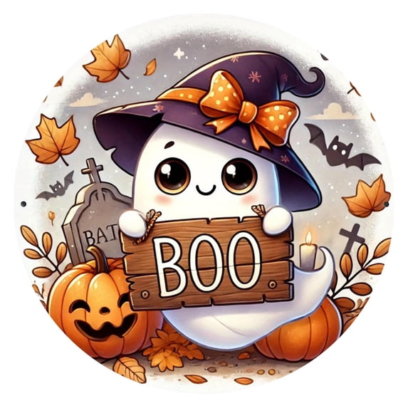 Halloween Wooden Door Hanger – Round Trick-or-Treat Welcome Sign with Pumpkin Design for Front Door, Garden, and Porch Decor