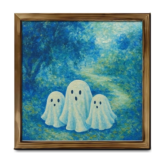 Halloween Wooden Framed Wall Art,7.87 inch Square Cute Ghosts Pictures Wall Decor,Wall Hanging Design,for Living Room and Bedroom