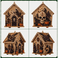 thumbnail image 1 of Halloween Wooden House 3D Rhinestone Diamond Art DIY Kit, Multi‑Style Collectible Mini Haunted House for Creating Halloween Mini Village, 1 of 4