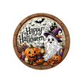 thumbnail image 1 of Halloween Wooden Jigsaw Puzzle Round Wood Grain Plaque Ornament Spooky Table Decor Ghost Tabletop Holiday Party Home Decoration, 1 of 1