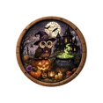 thumbnail image 1 of Halloween Wooden Jigsaw Puzzle Round Wood Grain Plaque Ornament Spooky Table Decor Owl Tabletop Holiday Party Home Decoration, 1 of 1
