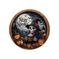 thumbnail image 1 of Halloween Wooden Jigsaw Puzzle Round Wood Grain Plaque Ornament Spooky Table Decor Skull Tabletop Holiday Party Home Decoration, 1 of 2