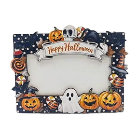 Halloween Wooden Photo Frame Desktop Picture Holder Pumpkin Ghost Skull Themed Tabletop Decor For Home Shelf Holiday Display
