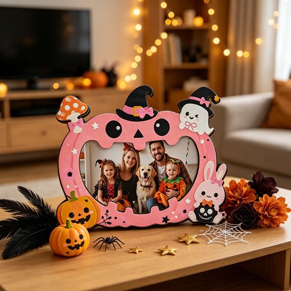 Halloween Wooden Photo Frame Pumpkin Picture Frame Fall Tabletop Display Decor