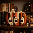 thumbnail image 1 of Halloween Wooden Pumpkin Bookshelf Decor, Rustic Pumpkin Tabletop Ornament with Fall Design, Seasonal Home Decoration for Shelf Mantel Desk Living Room Office Party Display, 1 of 6