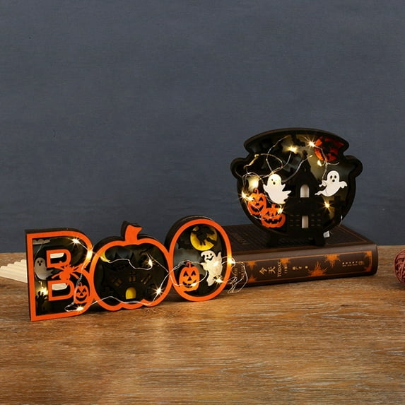 Halloween Wooden Pumpkin Desktop Ornament – Festive Decor for Home, Party & Holiday Rooms