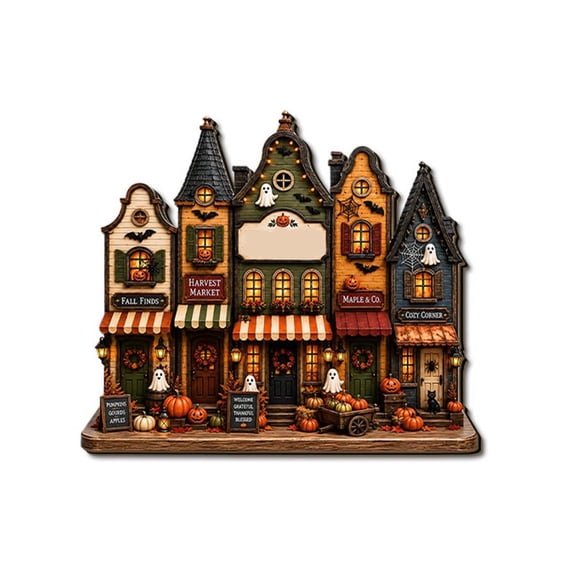 Halloween Wooden Sign, Ghost Castle Decoration, Pumpkin House Welcome Sign, Outdoor Durable Fall Decor for Porch and Yard