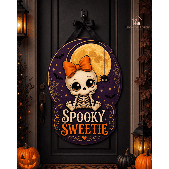 Halloween Wooden Sign Spooky Sweetie Front Door Decor Gift for Fall Entryway