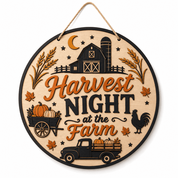 Halloween Wooden Sign Wall Decor Harvest Night Farm Wooden Front Door Sign for Farmhouse Entryway