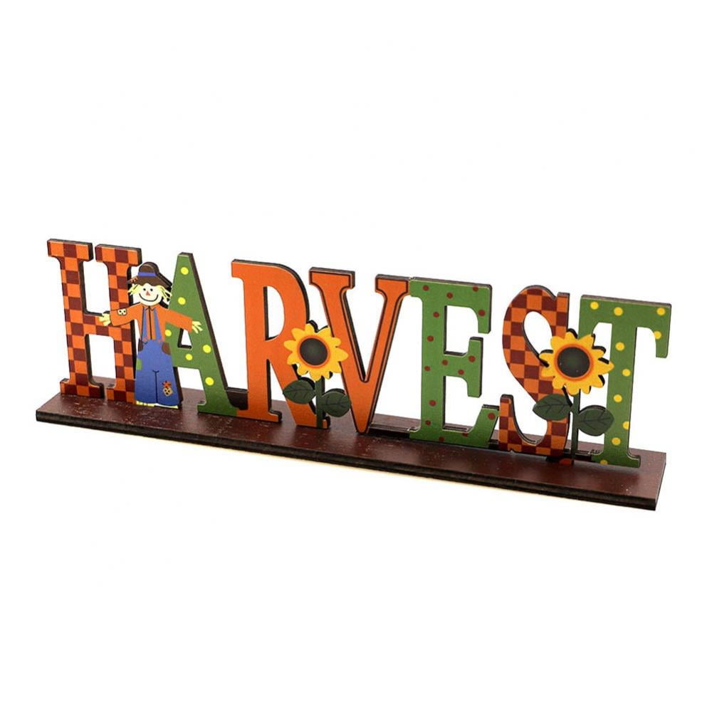 Soaoo 6-Piece Halloween Wooden Table Centerpieces - Pumpkin, Gnome, Witch Hat Signs With Stands