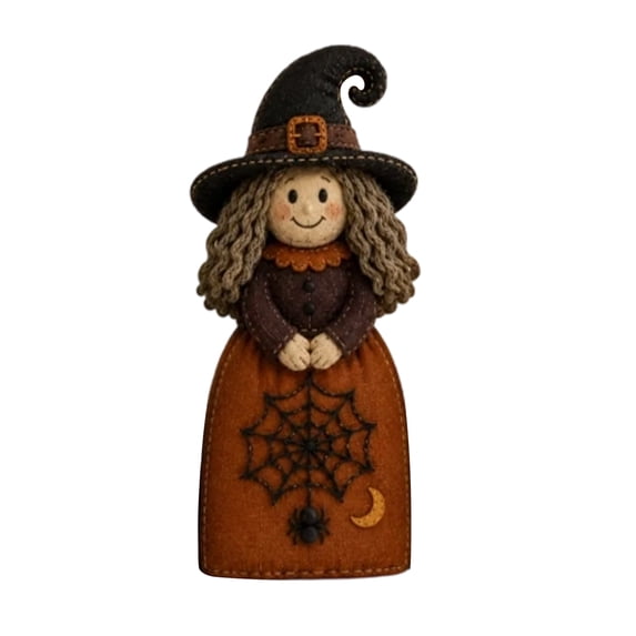 Halloween Wooden Witch Ornamen Vintage Tabletop Decor, Retro Artwork Adds Warm Spooky Character, Halloween Mantel Decoration for Shelf Table Party