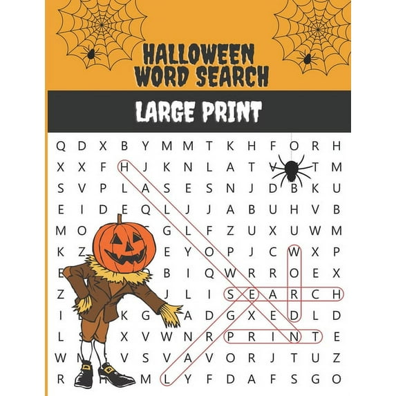 Halloween Word Search Large Print: Puzzle Book For Adults with Big Letters, (Paperback)