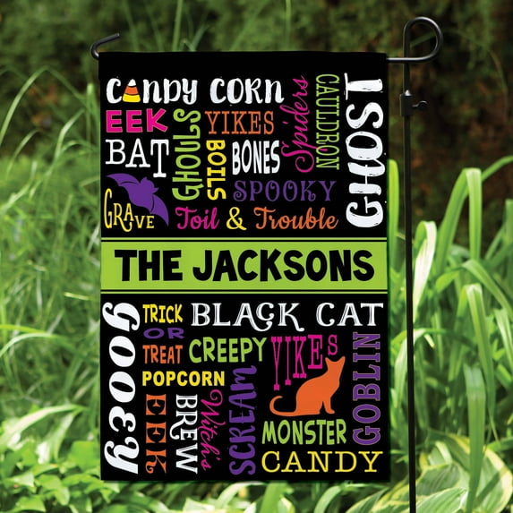 Halloween Words Personalized Garden Flag