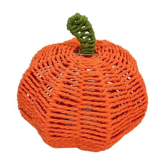 Halloween Woven LED Pumpkin Décor Natural Woven Knot Pumpkin Autumn & Fall Decorations, Large, Wicker Textured