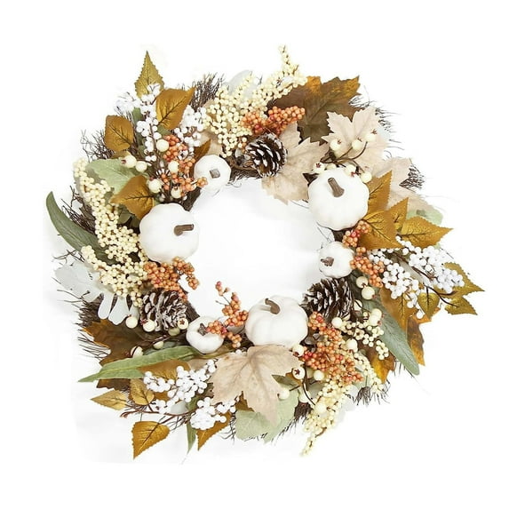 Halloween Wreath,Autumn Wreath,Artificial Fall Wreath Front Door Wreath Handmade Wreath Fall Decorations Halloween Decoration Farmhouse Wreath for Autumn & Halloween & Thanksgiving Day