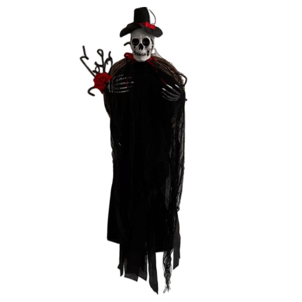 Halloween Wreath Black Groom White Bridal Ghost Hanging Horror Wreath