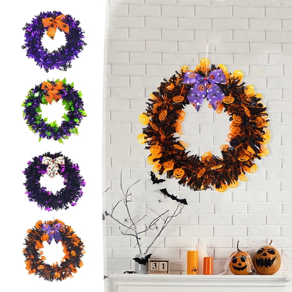 Halloween Wreath Front Door, Halloween Spooky Wreath, Halloween Wall Horror Wreath Decor, Indoor Outdoor Pumpkin Ghost Gothic Wreath Haunted House Props for Balcony Living Room