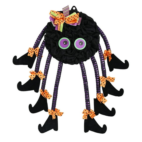 Halloween Wreath for Front Door Spider Wreath for Halloween Party Indoor Outdoor Decorations Cute Black Spider Pendant Wall Window Farmhouse Decor 25.59 Inch