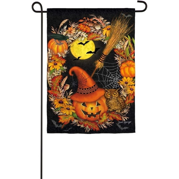 Halloween Wreath Garden Flag 2 Sided