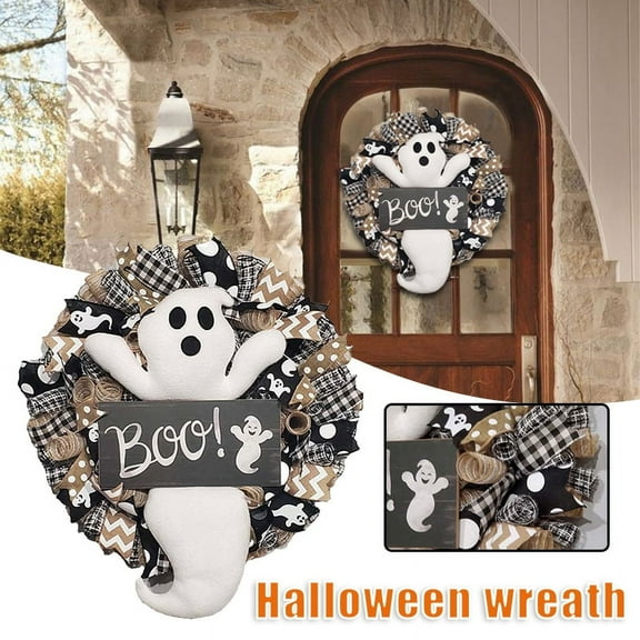 Halloween Wreath, Ghost Wreath, Front Door Pendant, Festival Horror Halloween Party Haunted House Decorations, Fall Decor, Halloween Welcome Sign