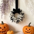thumbnail image 1 of Halloween Wreath, Halloween Swags Wreaths, Black Cabinet Hanging Wreaths, Halloween Candle Rings for Front Door Home Wall Decor Party Outdoor Indoor Halloween Decorations, White, 1 of 6