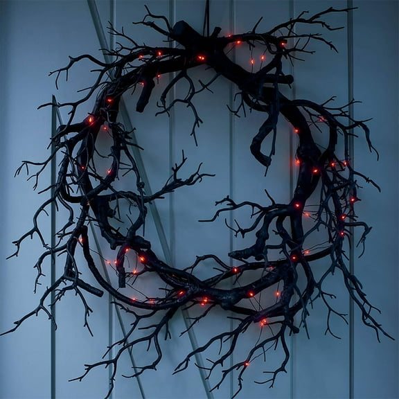 Halloween Wreath Promotion Sale! Nomeni Halloween Dead Branch Garland Decoration Glowing Black Branch Garland Simulation Dead Branch, Halloween Decorations Clearance Sale