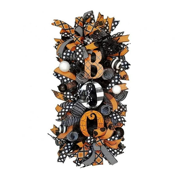 Halloween Wreath Pumpkin BOO Front Door Welcome Wreath For Home Yard Party Art Decorations Halloween Farmhouse Wreath