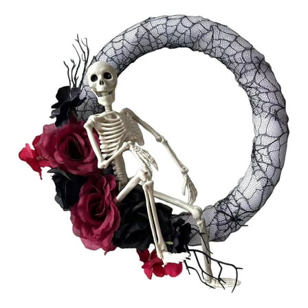 Halloween Wreath - Scary Skeleton Decoration for Front Door 138" - for Outdoor and Indoor Halloween Festivities