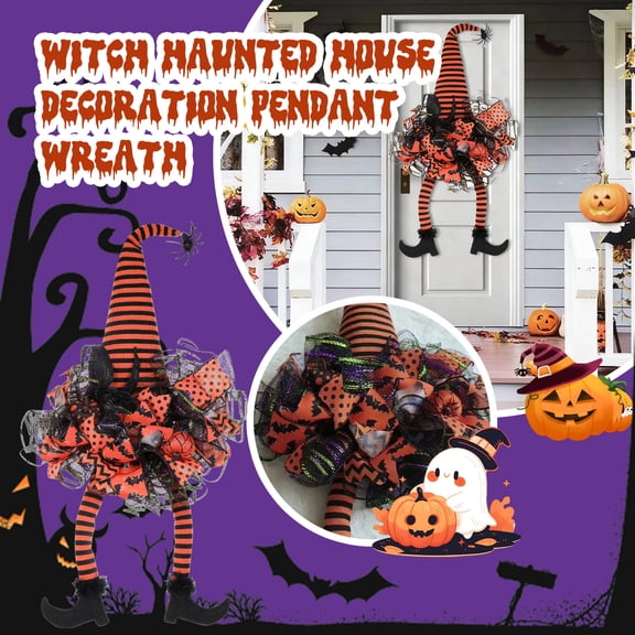 Halloween Wreath Wreaths for Front Door, Spring Wreaths for Front Door Outside, Front Door Wreath All Season, Green Wreath for Spring Farmhouse Porch Wall Wedding Room Home Decor