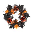 thumbnail image 1 of Halloween Wreaths for Front Door,16.5 inch Black Maple Leaves Wreath with Pumpkin,Halloween Door Wreath for Indoor Outdoor Wall Window Porch Patio Garden Farmhouse Home Party Prom Decor,Z-Black, 1 of 8
