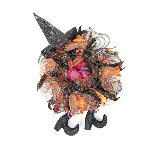 Halloween Wreaths for Front Door, Halloween Wreath with Witch Hat Witches Legs Halloween Home Party Decorations
