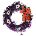 thumbnail image 1 of Halloween Wreaths for Front Door, Lighted Door Wreath Fall Wreath with Purple Lights and Glitter Ghosts Bows for Home Wall Window Party Decor, 1 of 5
