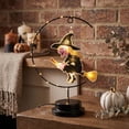 thumbnail image 1 of Halloween Wrought Iron Witch Shaped Light Ornament, Classic Spooky Silhouette Warm LED Lamp, Durable Plastic Tabletop Windowsill Bar Shop Display Decor, Festive Party Prop Gift for Home Layout, 1 of 6