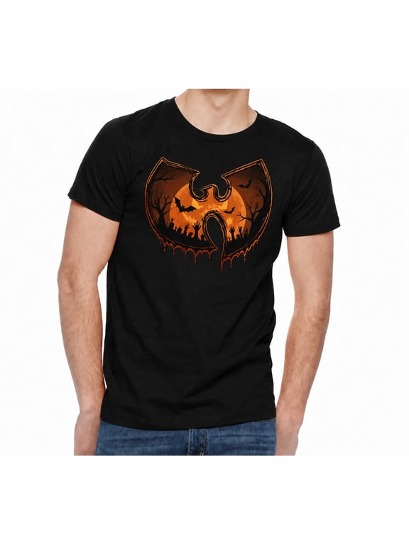 Halloween Wu Tag Creepy Skull Spider Web Black Graphic Holiday T-Shirt, Size S-5XL