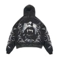 thumbnail image 1 of Halloween Y2K Gothic Skull Skeleton Print Hoodie Halloween Graphic Streetwear Pullover Sweatshirt, 1 of 5