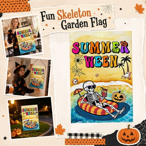 Halloween Yard Decor, Halloween Outdoor Decorations, Halloween Decorations, Web Decoration, 18X12 Inch Decorative Garden Flag for Outdoor Lawn Patio and Summerween Themed Holiday
