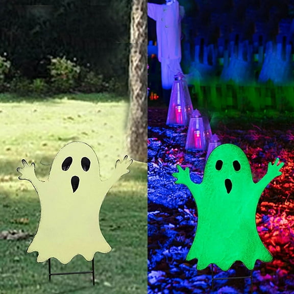 Halloween Yard Decorations,Glow in the Dark Ghost Stake,Outdoor Halloween Signs,Spooky Decor for Lawn Garden Party,Trick or Treat,Weather Resistant