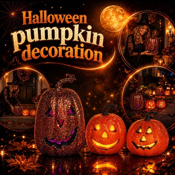 Halloween Yard Decorations Outdoor, Pumpkin Decorations Outdoor, Fall and Halloween Decor, Outdoor Pumpkin Decor, 6X6 Inch Illuminated Hollow Lighted Halloween Pumpkin Standalone