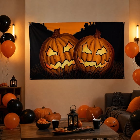 Halloween Yard Flag, Polyester Outdoor Banner, Pumpkin Pattern Garden Decor, Decorative Porch Accent With Metal Grommets For Lawn Entrance Home Display