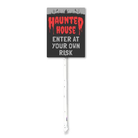 Halloween Yard Sign Haunted House Enter At Your Own Risk Decorations Yard Signs Decorative Garden Stakes Aluminum Outdoor Lawn Signs for Halloween Party Yard Lawn Garden Decorations