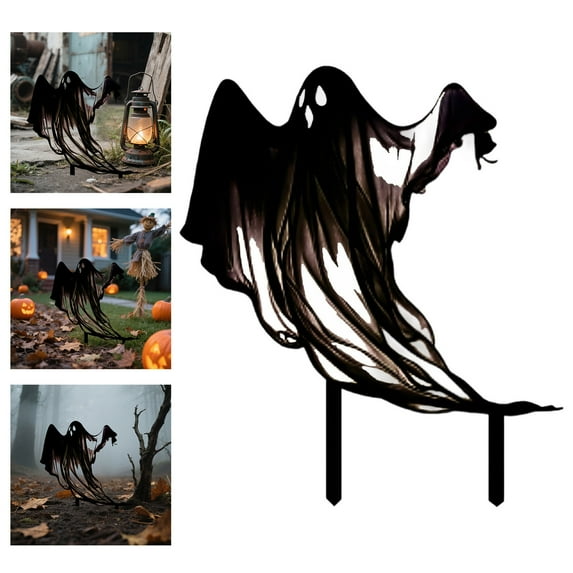 Halloween Yard Signs with Decorative Metal Garden Stakes â Outdoor Patio Porch Decorations, Weather-Resistant Lawn Markers - Black