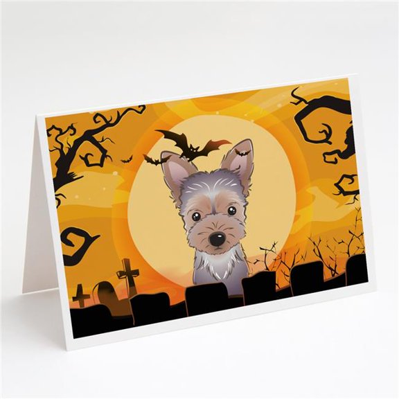 Halloween Yorkie Puppy Greeting Cards & Envelopes - Pack of 8