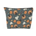 thumbnail image 1 of Halloween Zipper Cosmetic Bag, Multi Patterns Spooky Makeup Pouch, Reusable Canvas Travel Storage Bag for Toiletries, Accessories, Vanity Organizer, 1 of 7