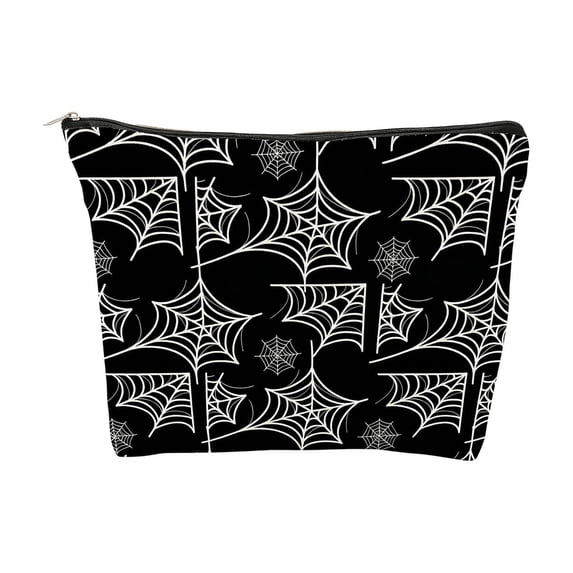 Halloween Zipper Cosmetic Bag, Multi Patterns Spooky Makeup Pouch, Reusable Canvas Travel Storage Bag for Toiletries, Accessories, Vanity Organizer