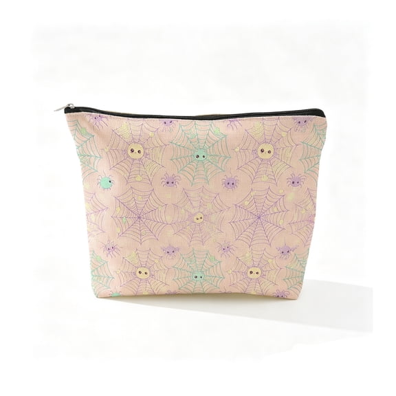 Halloween Zipper Cosmetic Bag – Spooky Printed Makeup Pouch,Reusable Canvas Travel Storage Organizer for Toiletries,Cosmetics,Daily Accessories,Holiday Party Gift