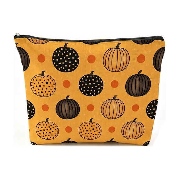 Halloween Zipper Cosmetic Pouch Multi Pattern Printed Thick Woven Fabric Spacious Trapezoid Shape for Makeup Keys Toiletries Daily Commute Travel Toiletry Bag Holiday Gift Wrap