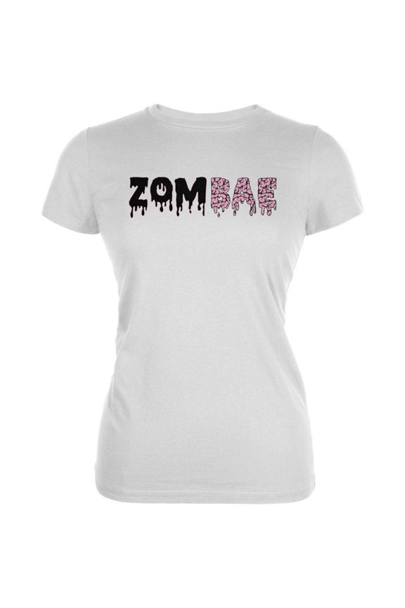 Halloween Zombae Zombie Brain Juniors Soft T Shirt White LG