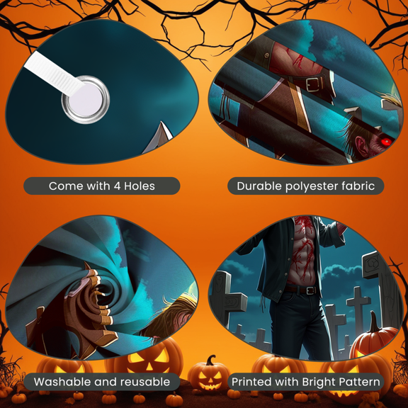 Halloween Zombie Decoration Spooky Cemetery Backdrop for Haunted House Party Night Event Indoor